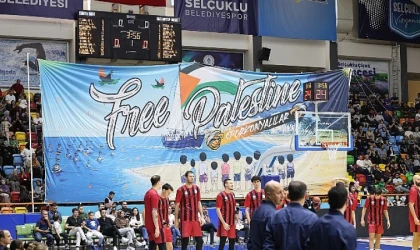Büyükşehir Belediyespor - Gaziantep Basketbol Maçında Gazze’ye Destek Pankartı Açıldı
